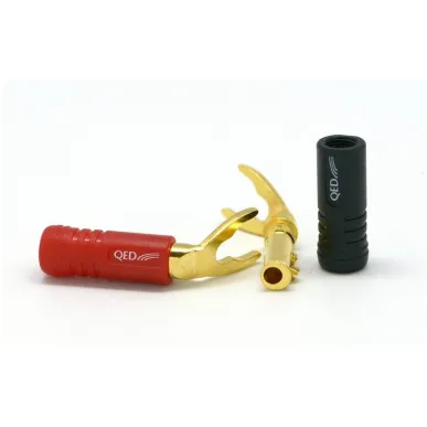 Разъемы акустические лопатки QED (QE1890) Screwloc ABS DUO SPADE 4mm 2 Red 2 Blk Plug